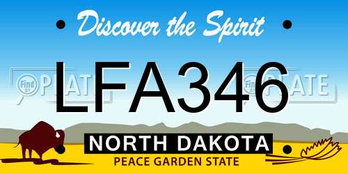 LFA346 North Dakota License Plate