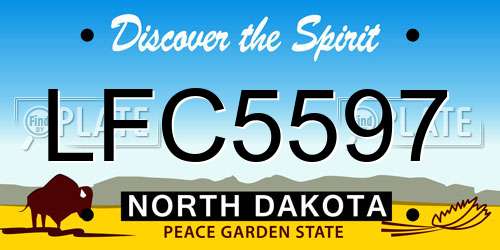 LFC5597 North Dakota License Plate