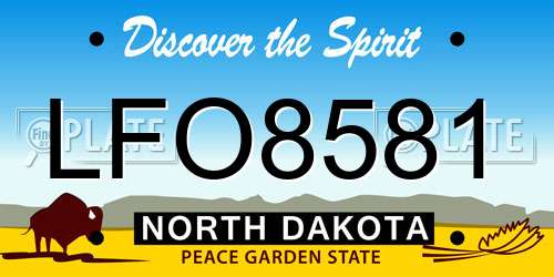 LFO8581 North Dakota License Plate