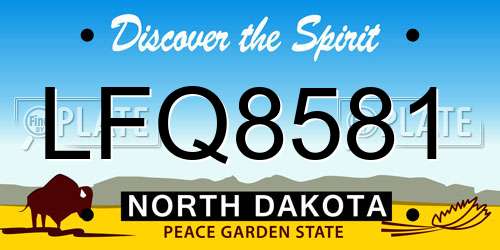 LFQ8581 North Dakota License Plate