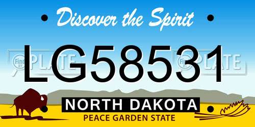 LG58531 North Dakota License Plate