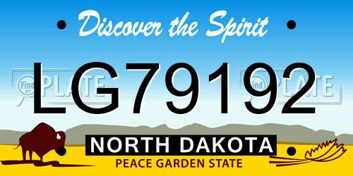 LG79192 North Dakota License Plate
