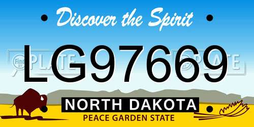 LG97669 North Dakota License Plate