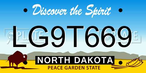 LG9T669 North Dakota License Plate