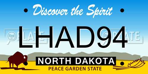 LHAD94 North Dakota License Plate