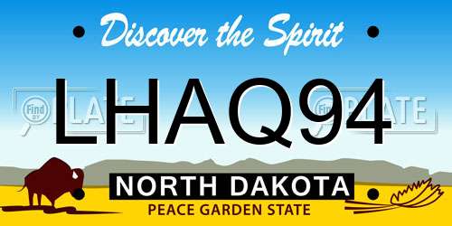 LHAQ94 North Dakota License Plate