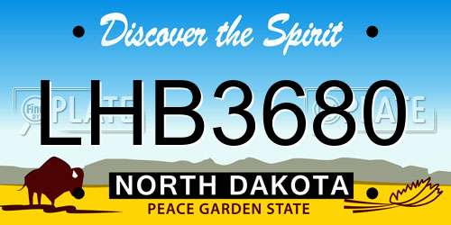 LHB3680 North Dakota License Plate
