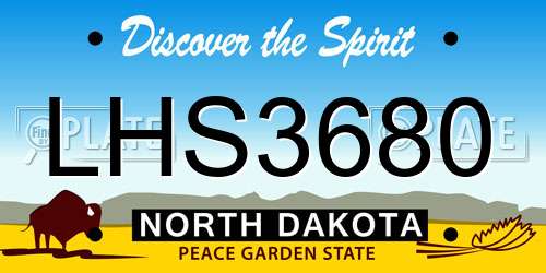 LHS3680 North Dakota License Plate