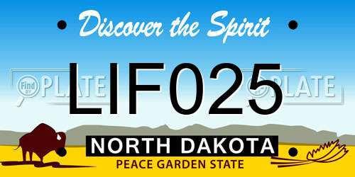 LIF025 North Dakota License Plate
