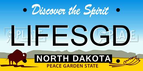 LIFESGD North Dakota License Plate