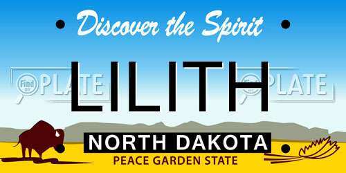 LILITH North Dakota License Plate