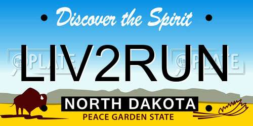 LIV2RUN North Dakota License Plate