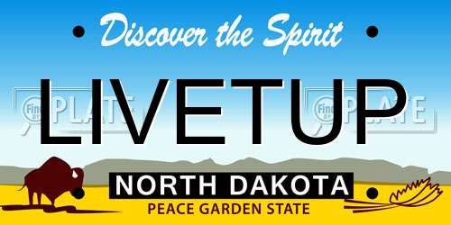 LIVETUP North Dakota License Plate