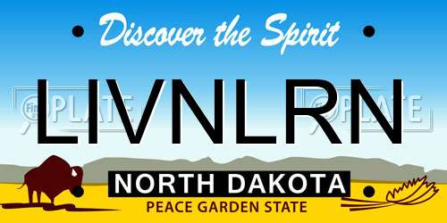 LIVNLRN North Dakota License Plate
