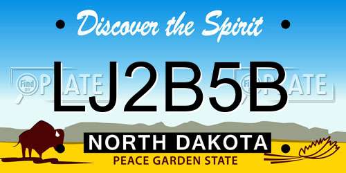 LJ2B5B North Dakota License Plate