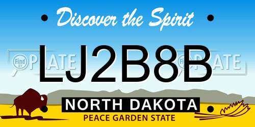 LJ2B8B North Dakota License Plate