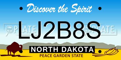 LJ2B8S North Dakota License Plate