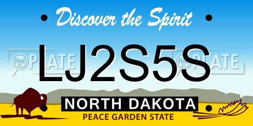 LJ2S5S North Dakota License Plate