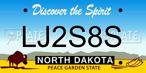 LJ2S8S North Dakota License Plate