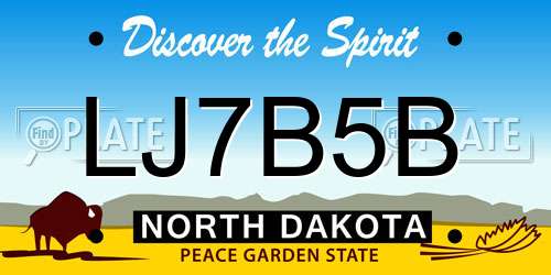 LJ7B5B North Dakota License Plate