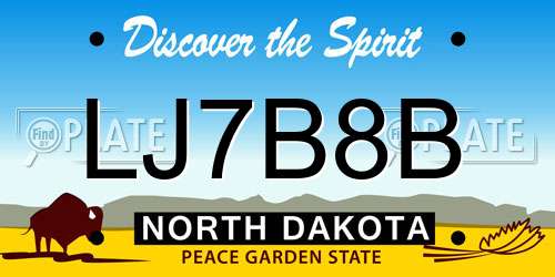 LJ7B8B North Dakota License Plate