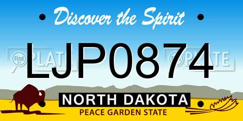 LJP0874 North Dakota License Plate