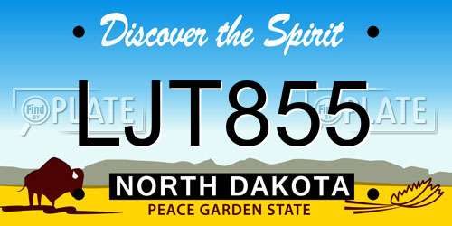 LJT855 North Dakota License Plate