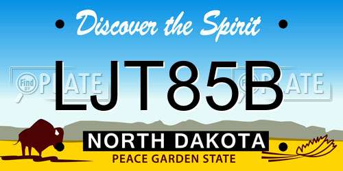 LJT85B North Dakota License Plate