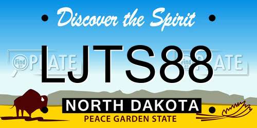 LJTS88 North Dakota License Plate