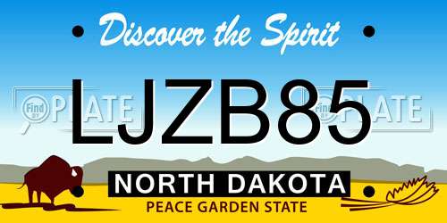 LJZB85 North Dakota License Plate