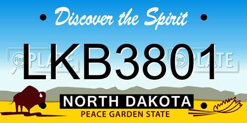 LKB3801 North Dakota License Plate