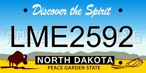 LME2592 North Dakota License Plate