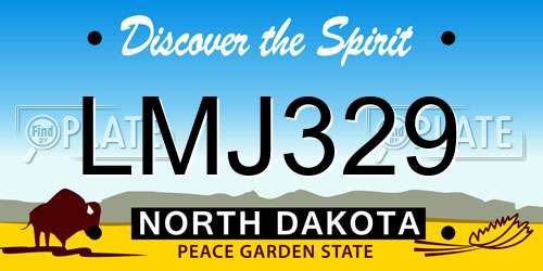 LMJ329 North Dakota License Plate