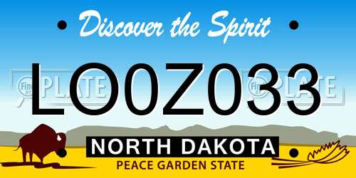 LO0Z033 North Dakota License Plate