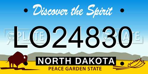 LO24830 North Dakota License Plate