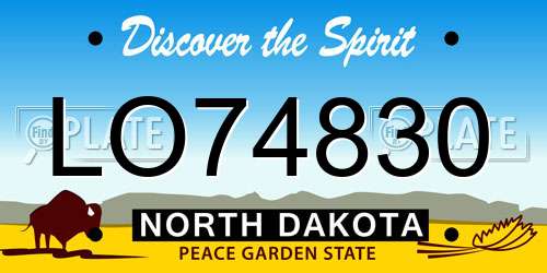 LO74830 North Dakota License Plate