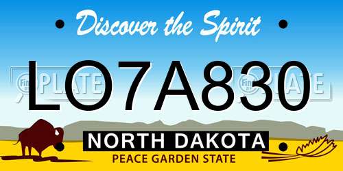 LO7A830 North Dakota License Plate