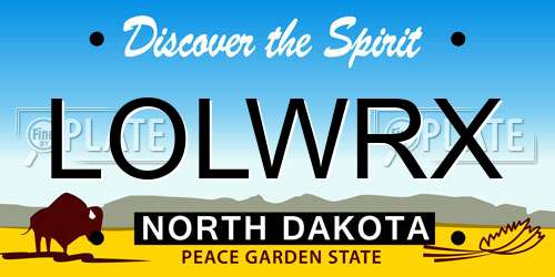 LOLWRX North Dakota License Plate