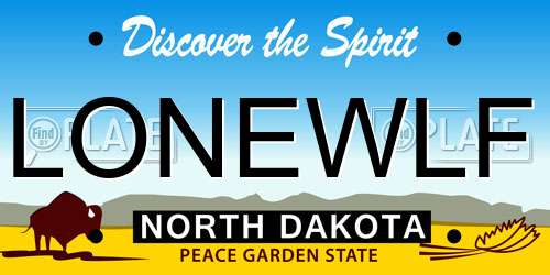 LONEWLF North Dakota License Plate