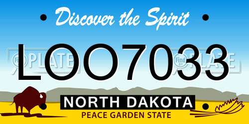 LOO7033 North Dakota License Plate