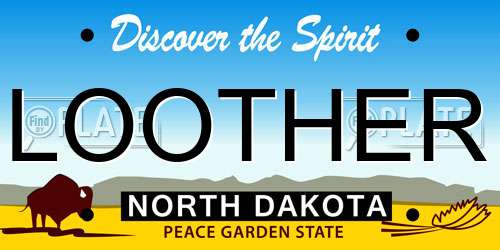 LOOTHER North Dakota License Plate