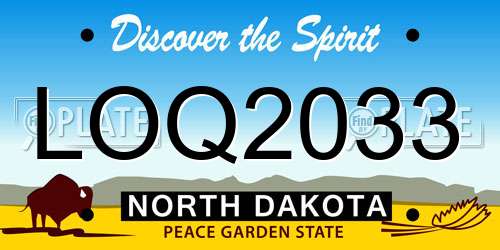 LOQ2033 North Dakota License Plate