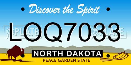 LOQ7033 North Dakota License Plate