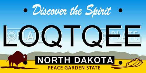 LOQTQEE North Dakota License Plate