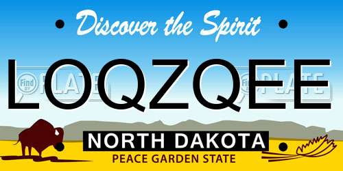 LOQZQEE North Dakota License Plate