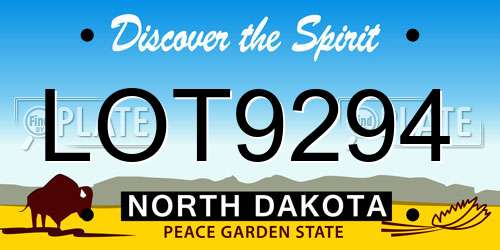 LOT9294 North Dakota License Plate