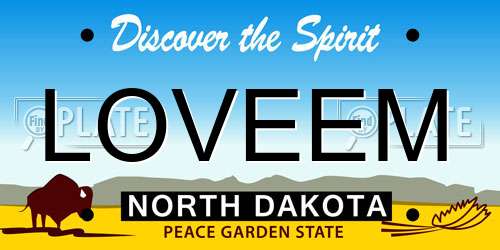 LOVEEM North Dakota License Plate