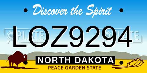 LOZ9294 North Dakota License Plate