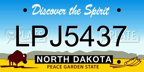 LPJ5437 North Dakota License Plate