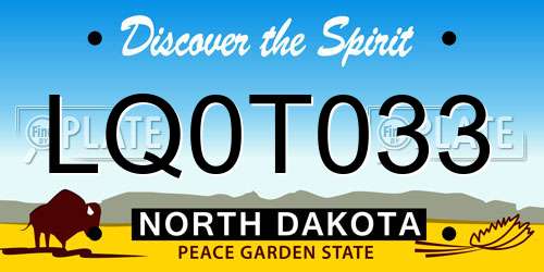 LQ0T033 North Dakota License Plate